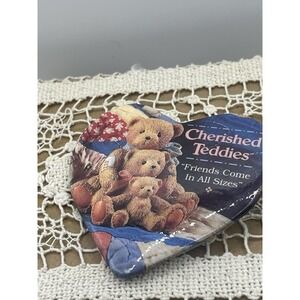 Cherished Teddies Friends Come In All Sizes 1992 Heart Shaped Button Pin Pinback